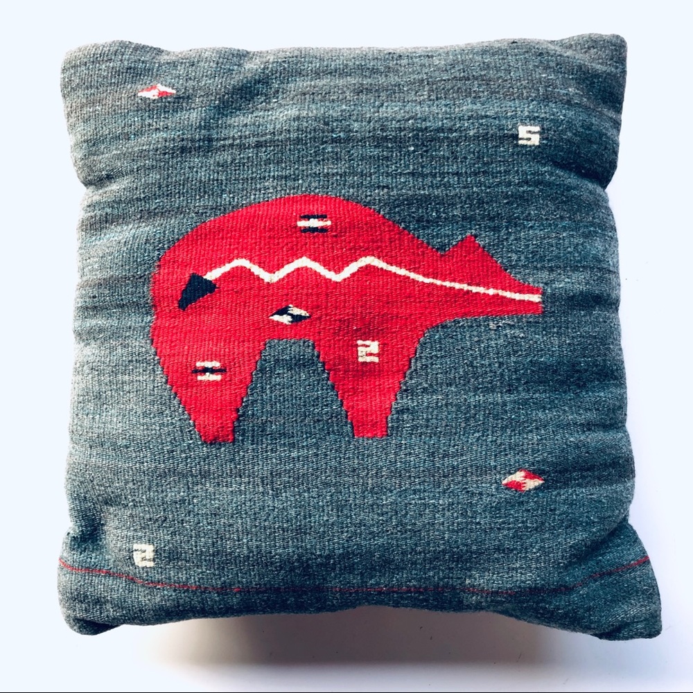 Navajo Aztec Inspired Needle Point Wool Pillow